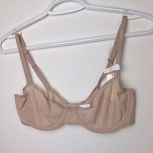 NWT Aerie Smoothez Mesh Unlined Balconette Coverage Bra Cream